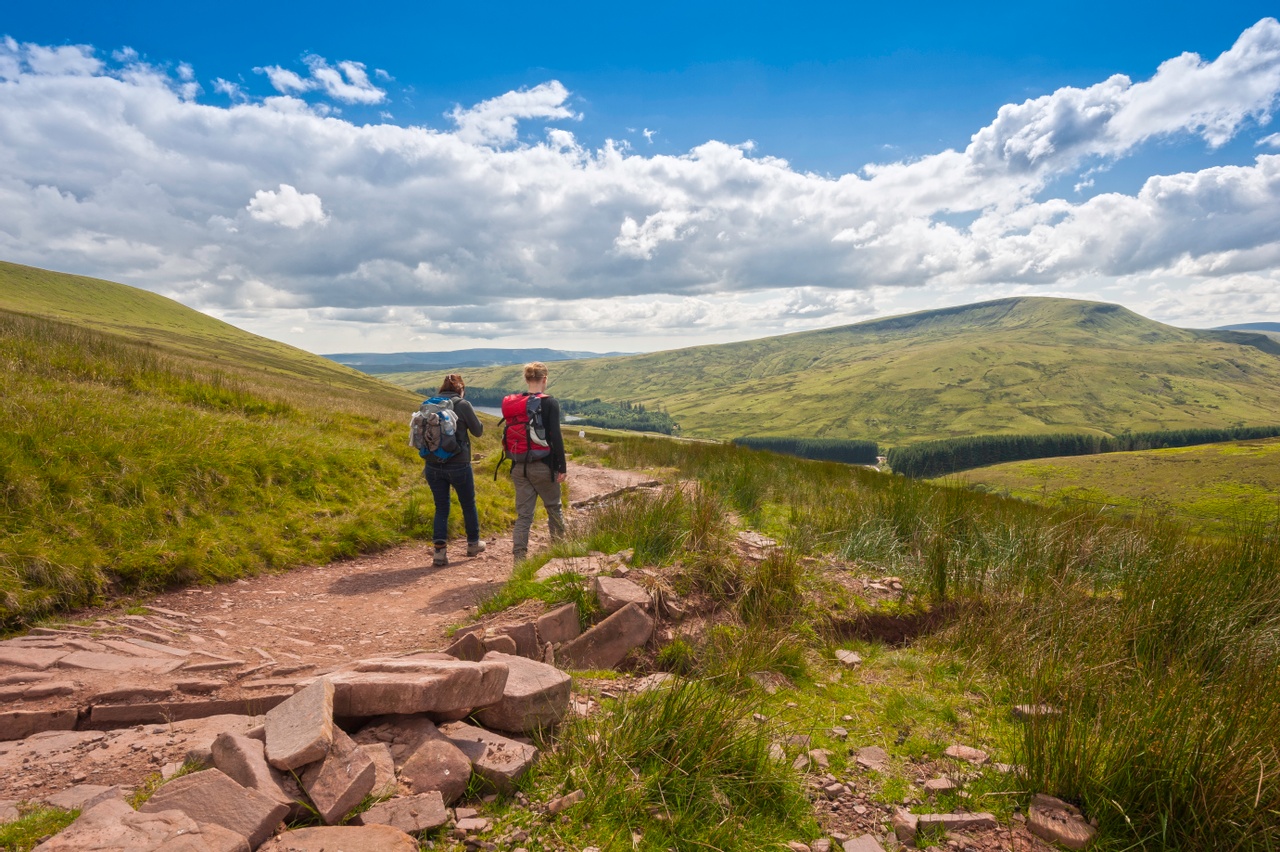 Walkers on path down to Storey Arms from Corn Du
Brecon Beacons
Powys
South
Walking
Activities and Sports